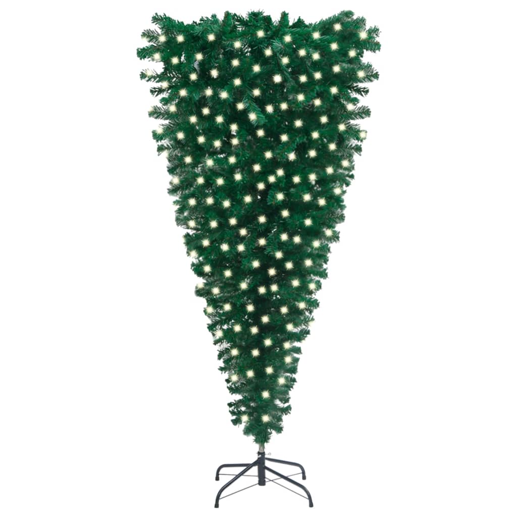 vidaXL zöld megvilágított fordított műkarácsonyfa 210 cm
