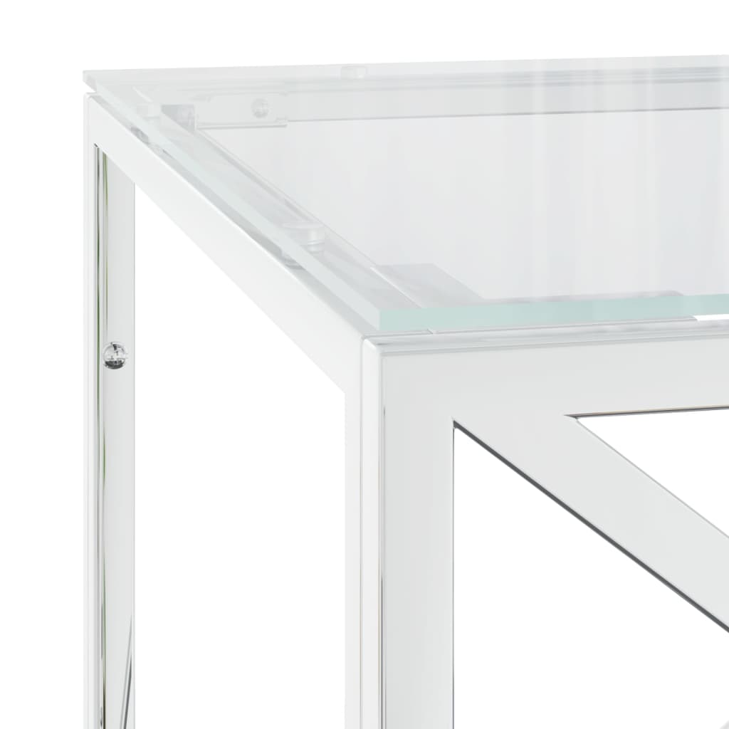 vidaXL üveg és rozsdamentes acél dohányzóasztal 110x45x45 cm