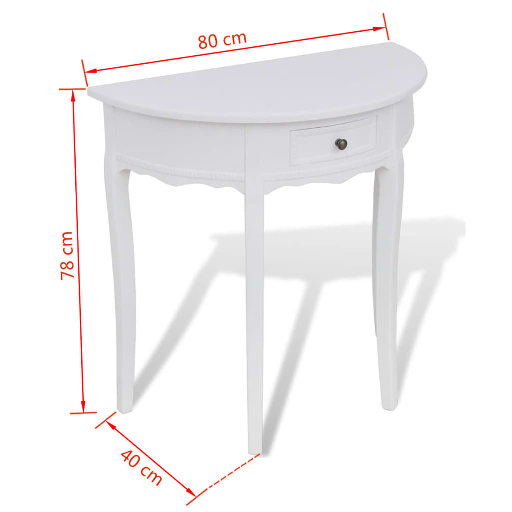 vidaXL fehér, félkör alakú, fiókos tálalóasztal