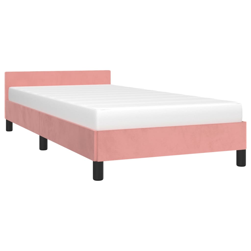 vidaXL rózsaszín bársony ágykeret fejtámlával 80 x 200 cm