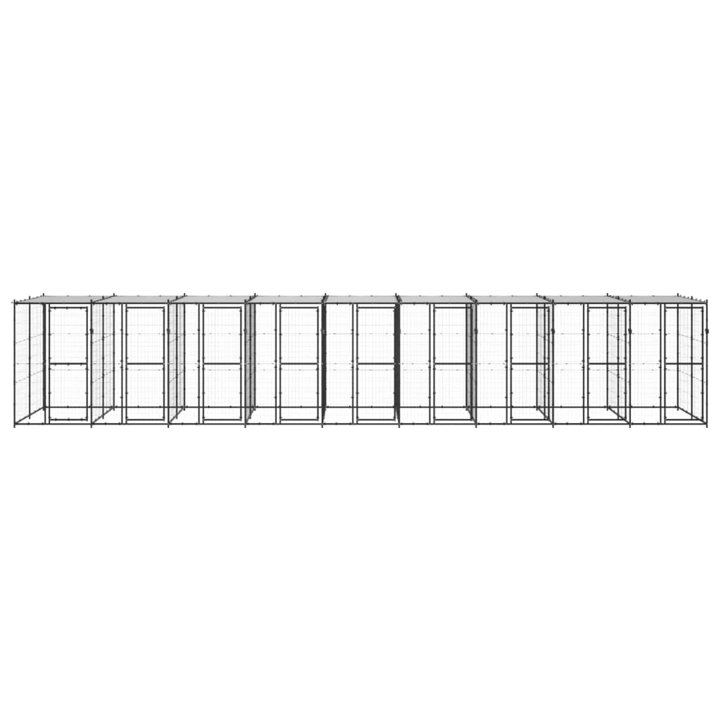 vidaXL kültéri acél kutyakennel tetővel 21,78 m²
