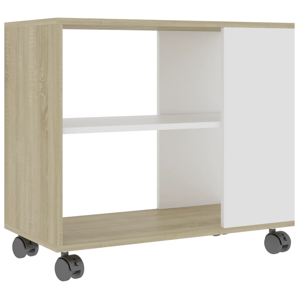 vidaXL fehér és sonoma-tölgy színű szerelt fa kisasztal 70x35x55 cm