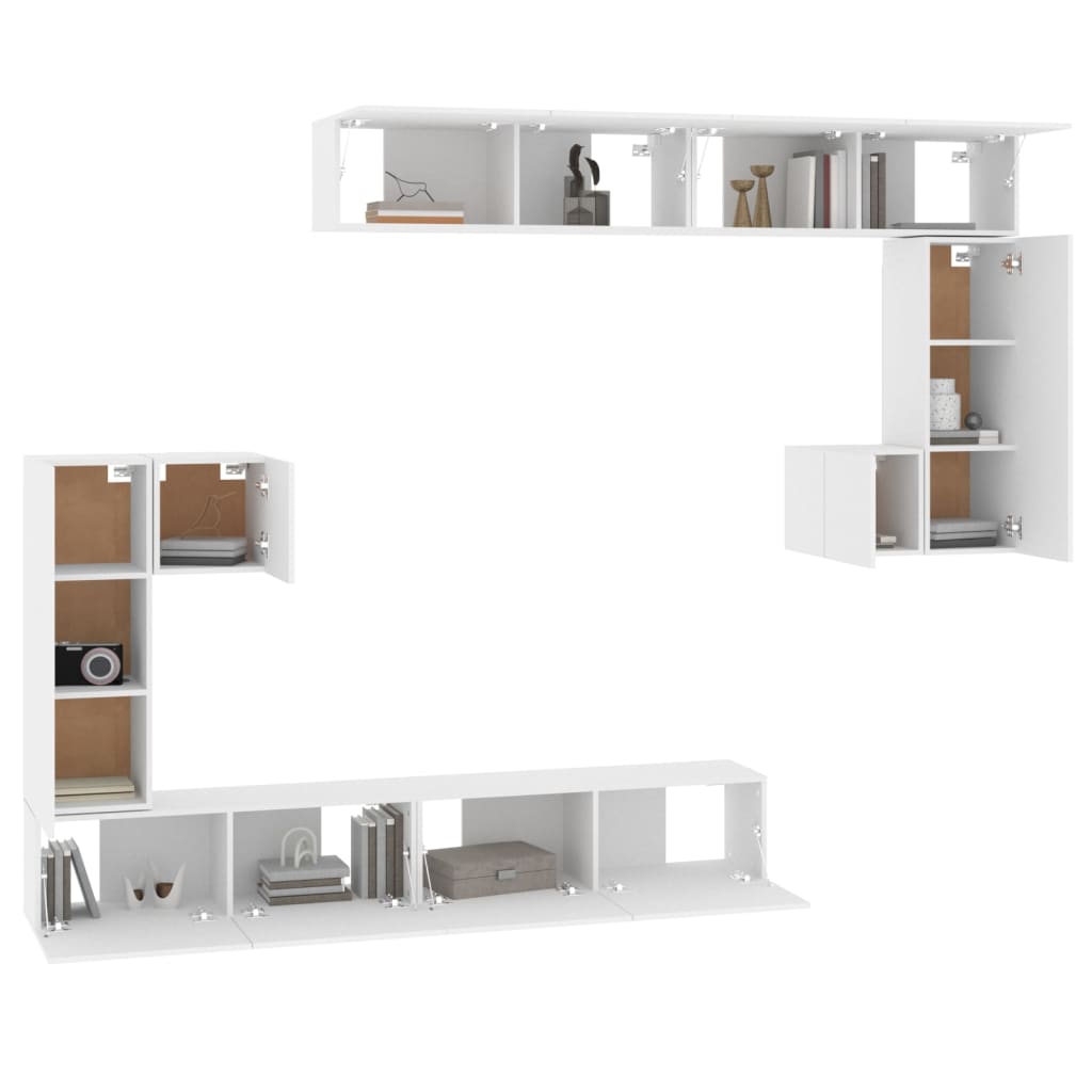 vidaXL fehér falra szerelhető szerelt fa TV-szekrény