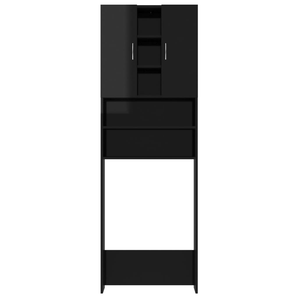 vidaXL magasfényű fekete mosógépszekrény 64 x 25,5 x 190 cm