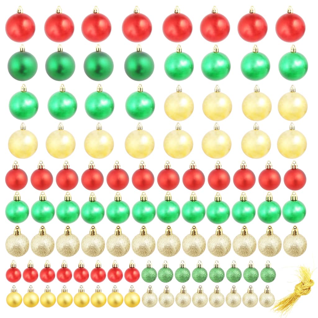 100 darab piros/arany/zöld karácsonyi gömb