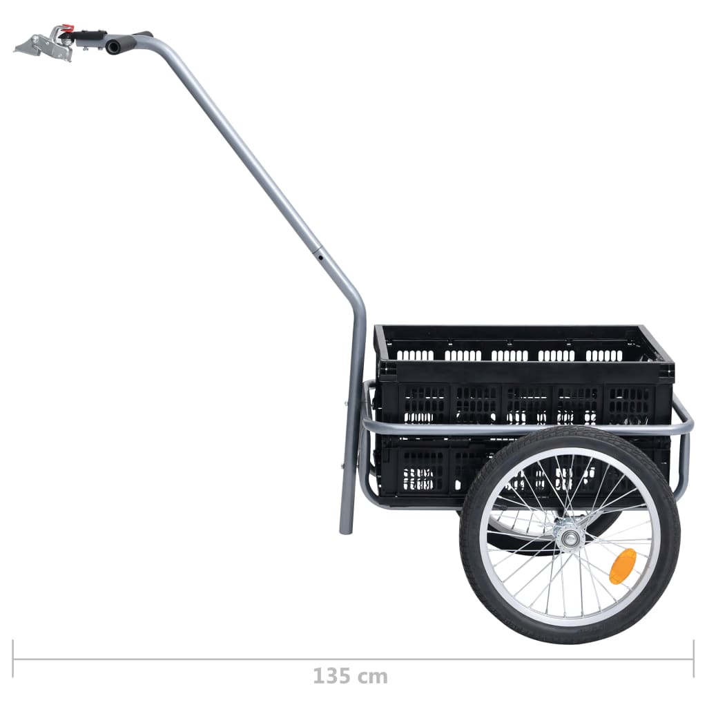vidaXL fekete kerékpár-utánfutó összecsukható dobozzal 50 l 60 kg