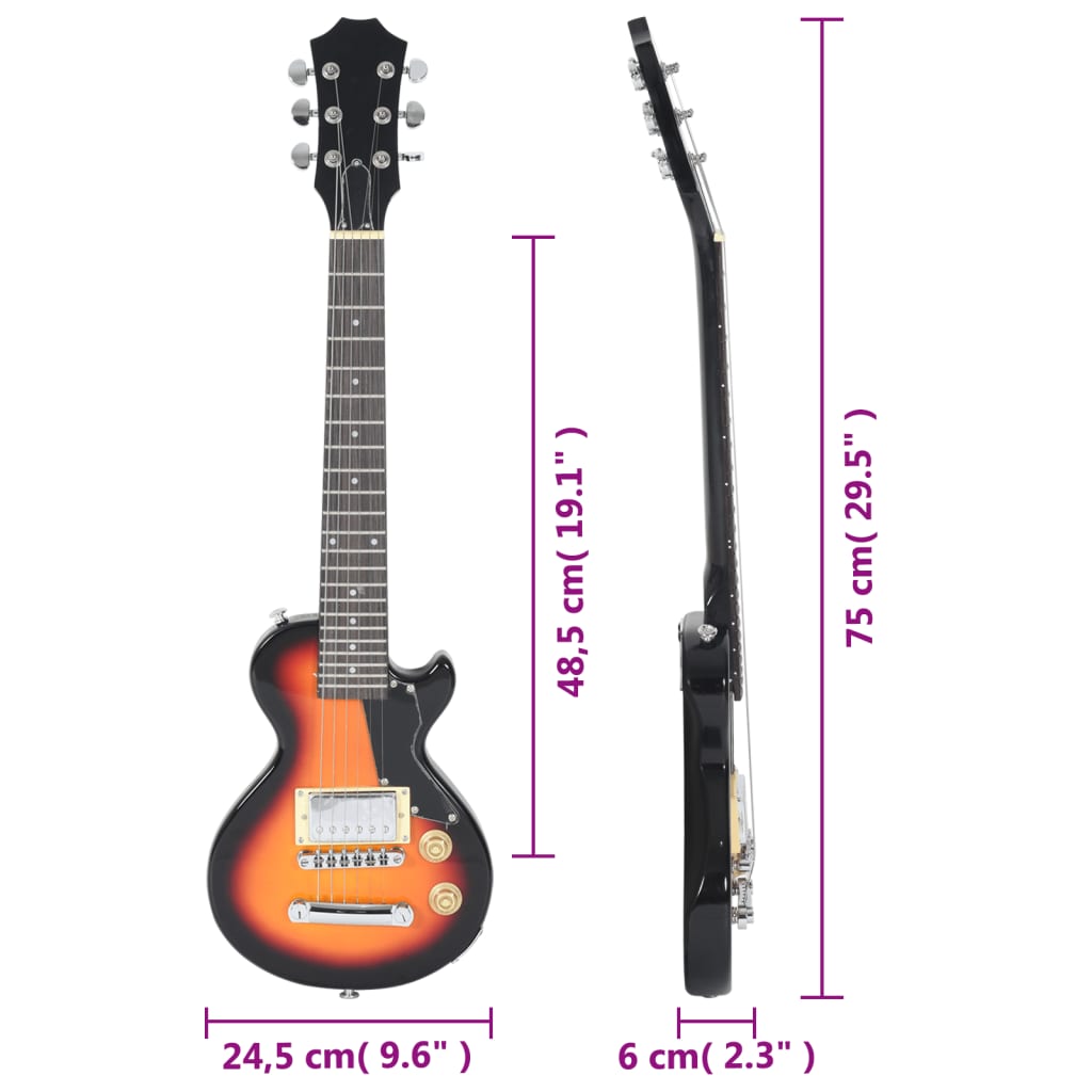 vidaXL barna-fekete elektromos gitár gyerekeknek tokkal 3/4 30"