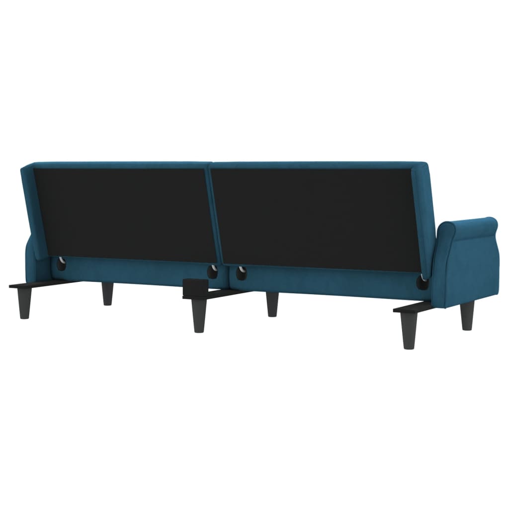 vidaXL kék bársony kanapéágy karfákkal