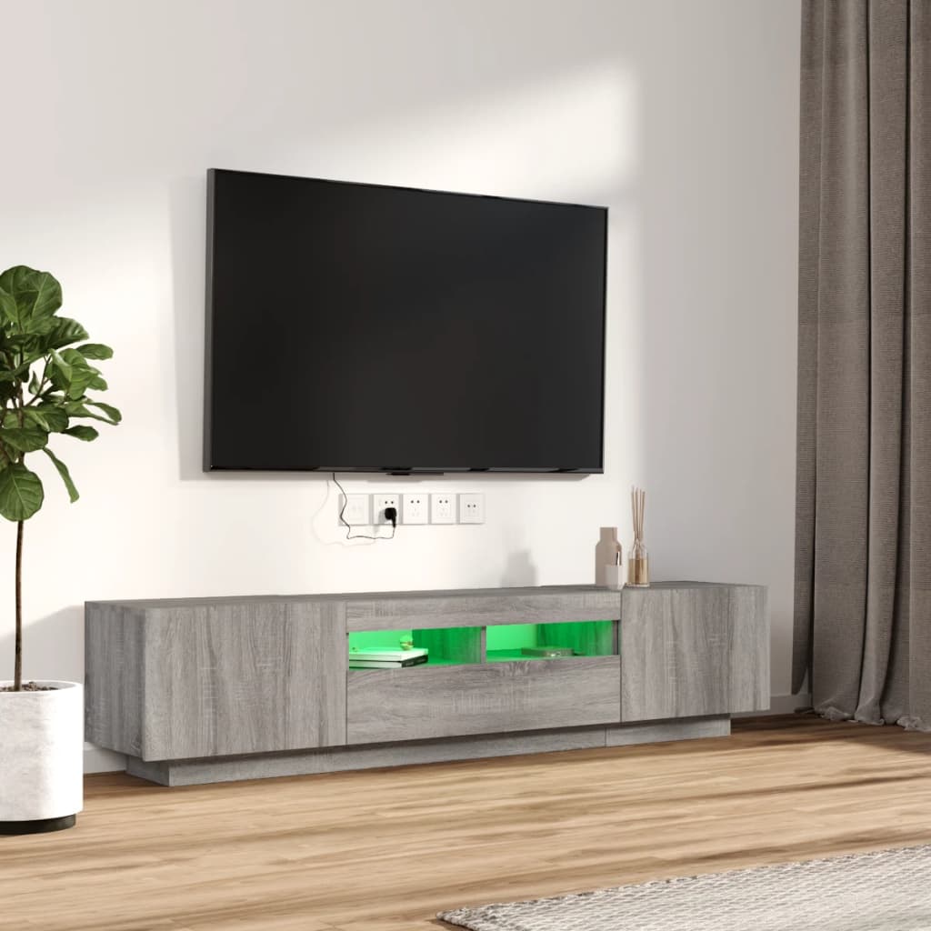 vidaXL 2 részes szürke sonoma színű fa TV-szekrény szett LED-lámpákkal