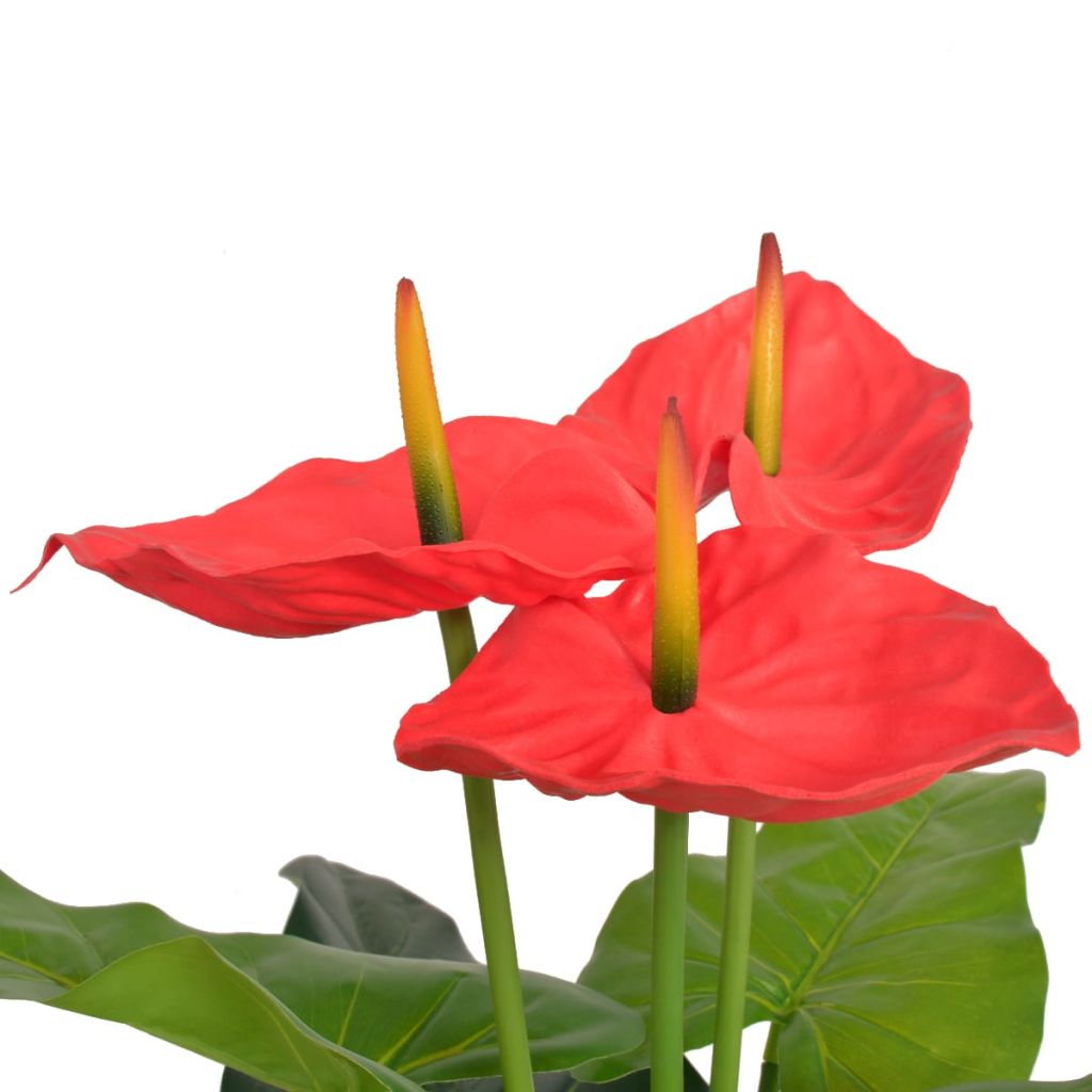 vidaXL műflamingóvirág virágcseréppel 90 cm piros és sárga