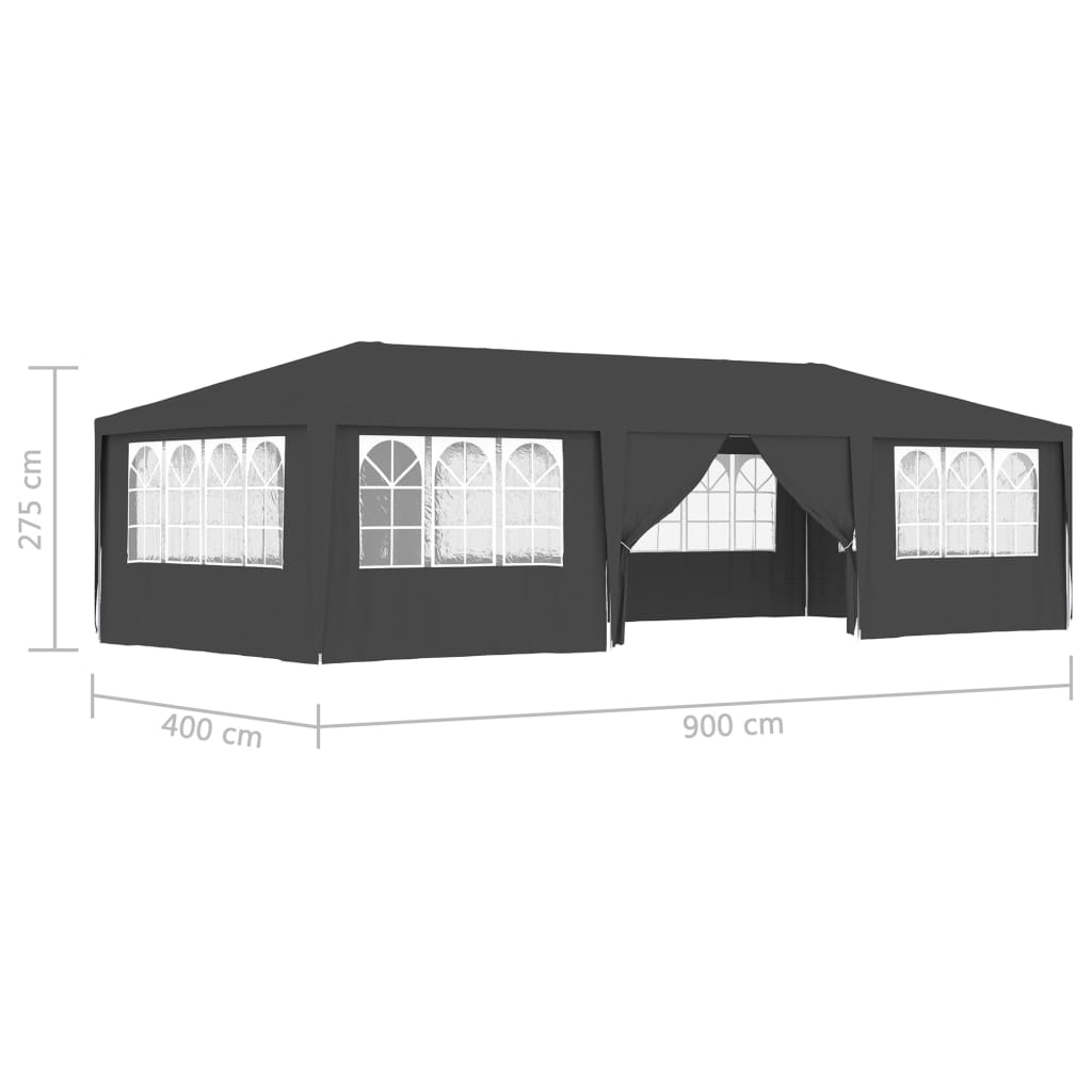 vidaXL antracitszürke rendezvénysátor oldalfalakkal 4 x 9 m 90 g/m²