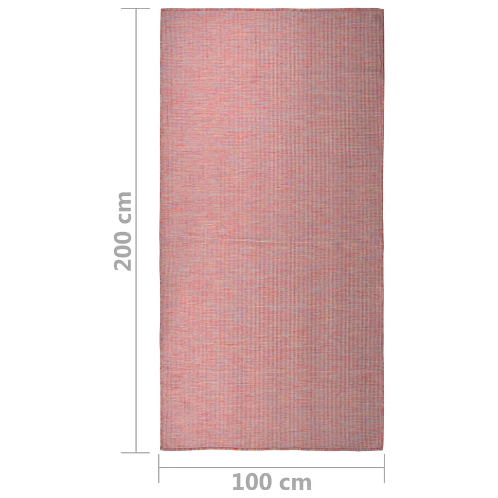 vidaXL piros lapos szövésű kültéri szőnyeg 100 x 200 cm