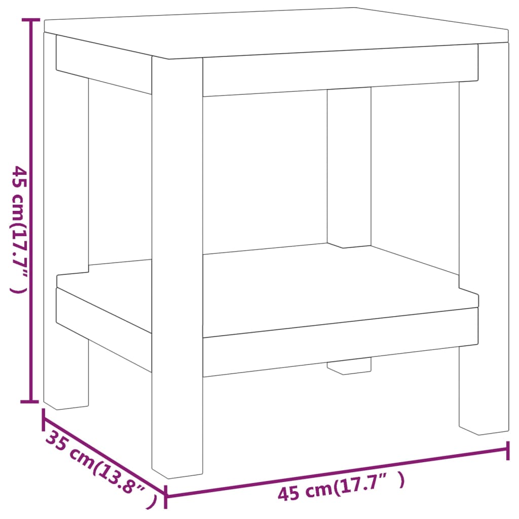 vidaXL tömör tíkfa fürdőszobai kisasztal 45 x 35 x 45 cm