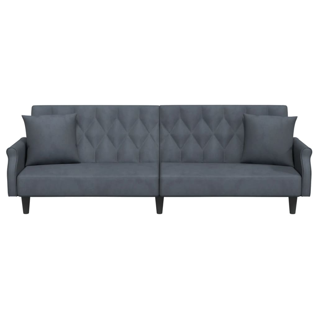 vidaXL sötétszürke bársony kanapéágy karfákkal