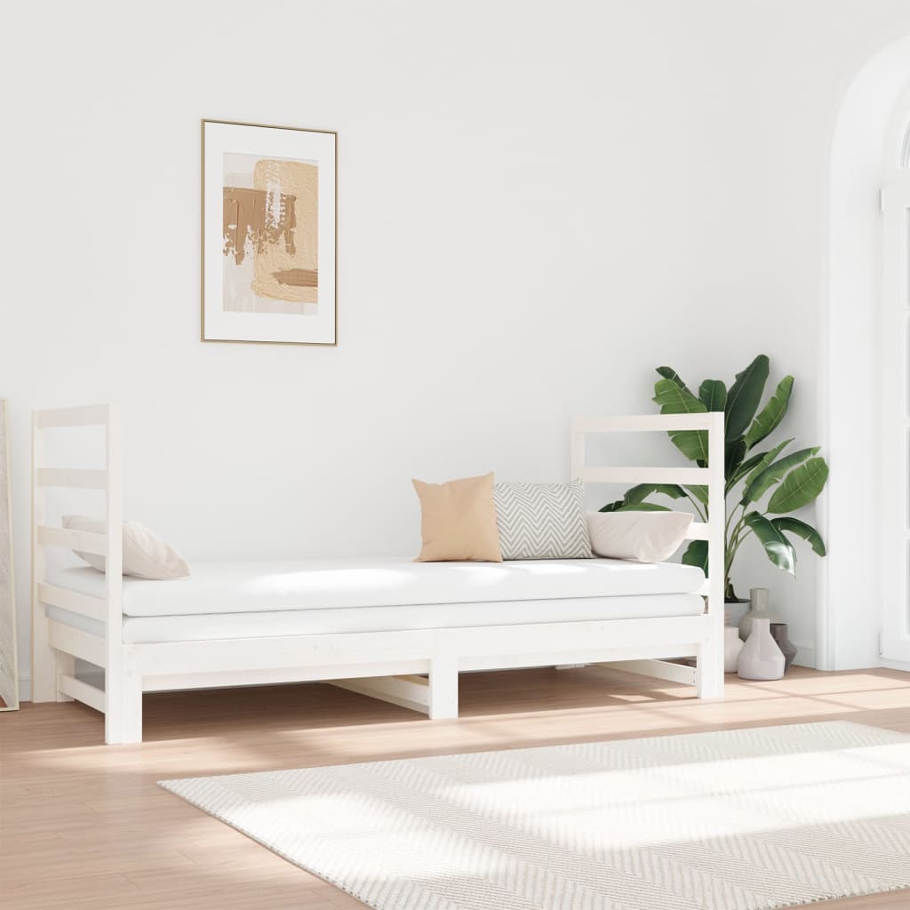 vidaXL fehér tömör fenyőfa kihúzható kanapéágy 2x(90x190) cm