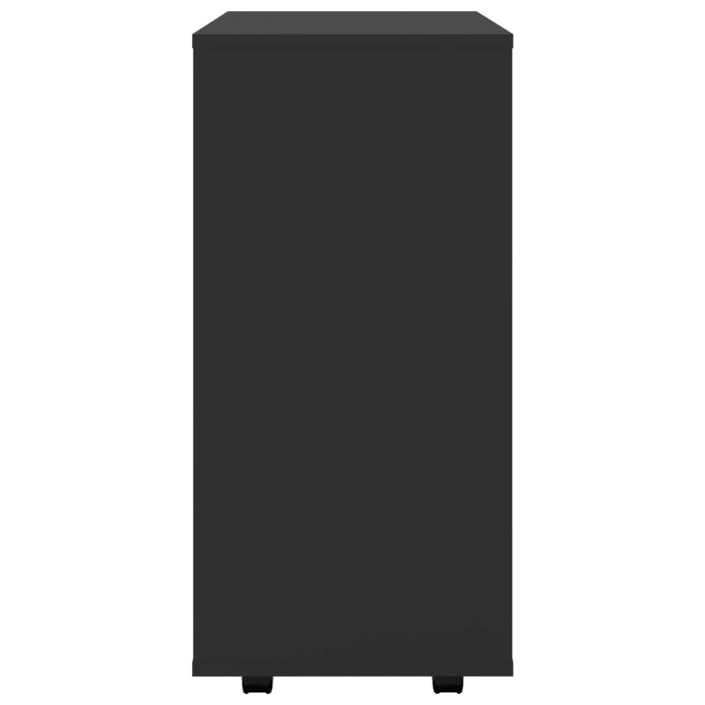 vidaXL fekete forgácslap kerekes szekrény 60 x 35 x 75 cm