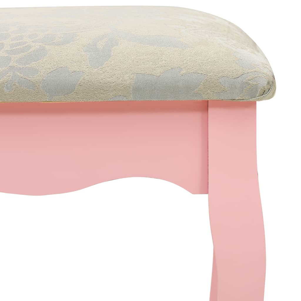 vidaXL rózsaszín császárfa fésülködőasztal-szett ülőkével 75x69x140 cm