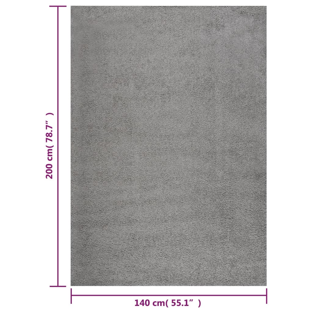 vidaXL szürke hosszú szálú bozontos szőnyeg 140x200 cm