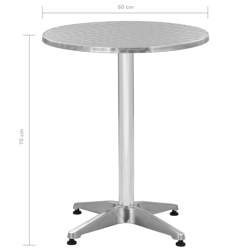 vidaXL ezüstszínű alumínium kerti asztal 60 x 70 cm