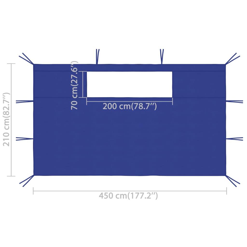 vidaXL 2 db kék ablakos pavilonfal 4,5 x 2,1 m 70 g/m²