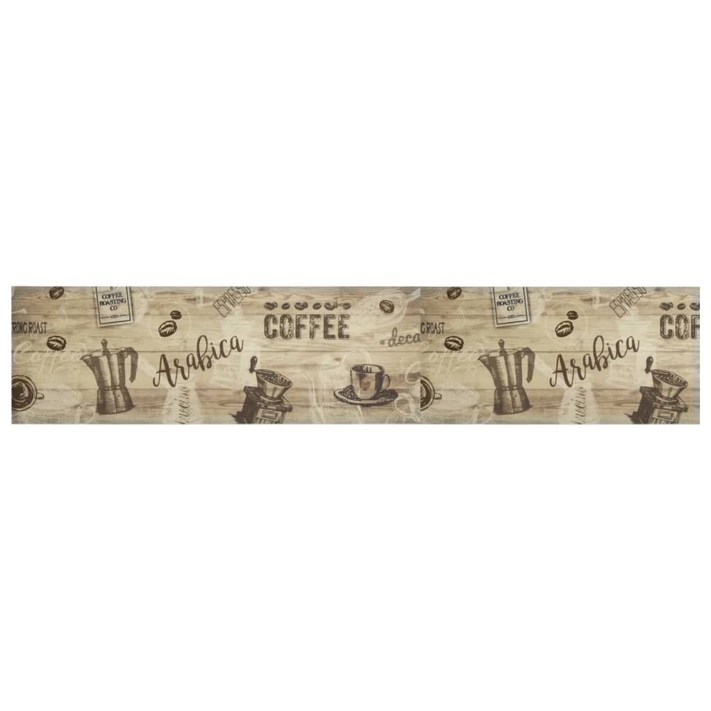 vidaXL barna mosható coffee feliratos bársony konyhaszőnyeg 60x300 cm