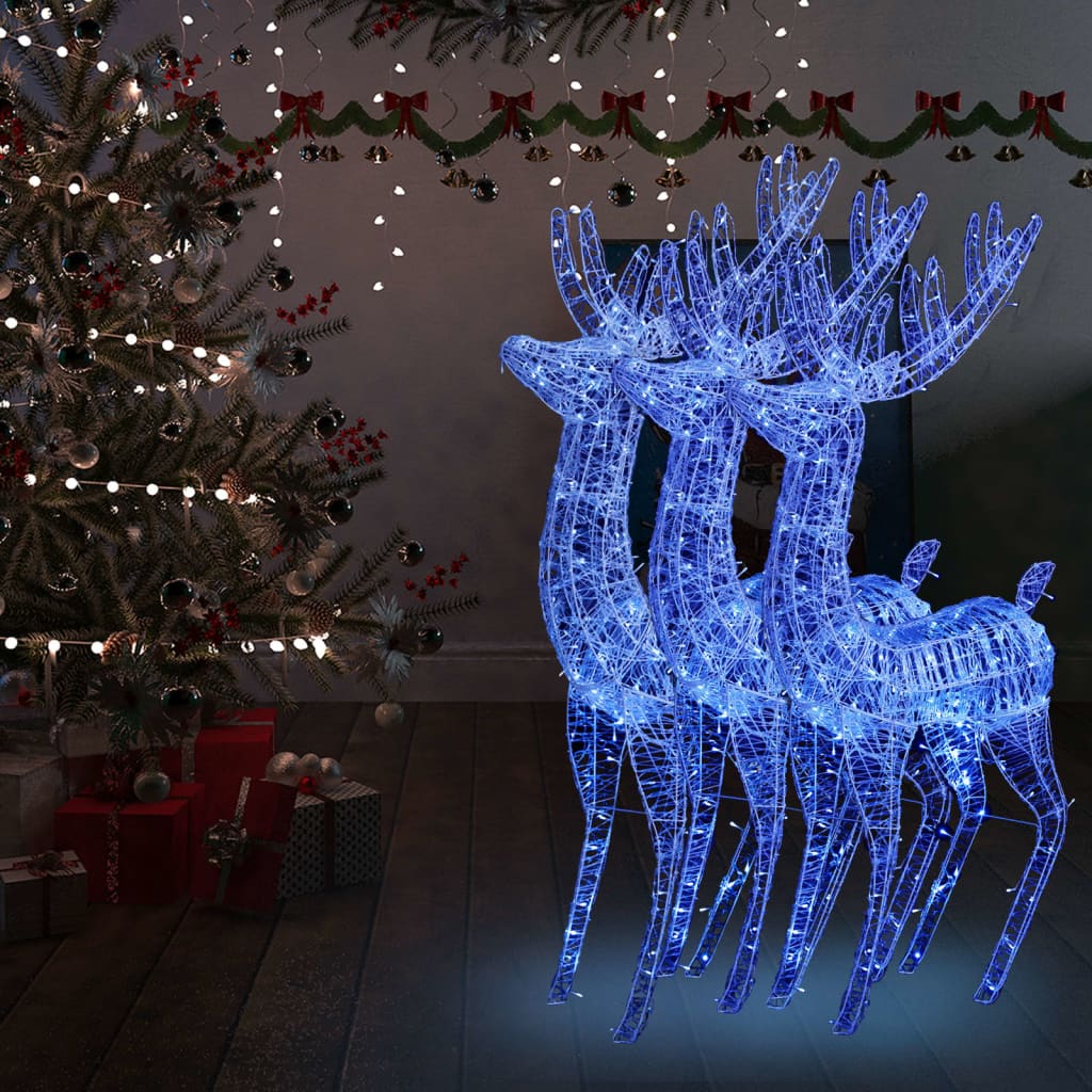 vidaXL 3 db kék XXL akril karácsonyi rénszarvas 250 LED 180 cm