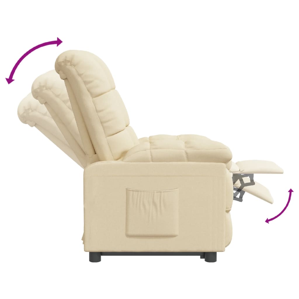 vidaXL krémszínű szövet dönthető fotel