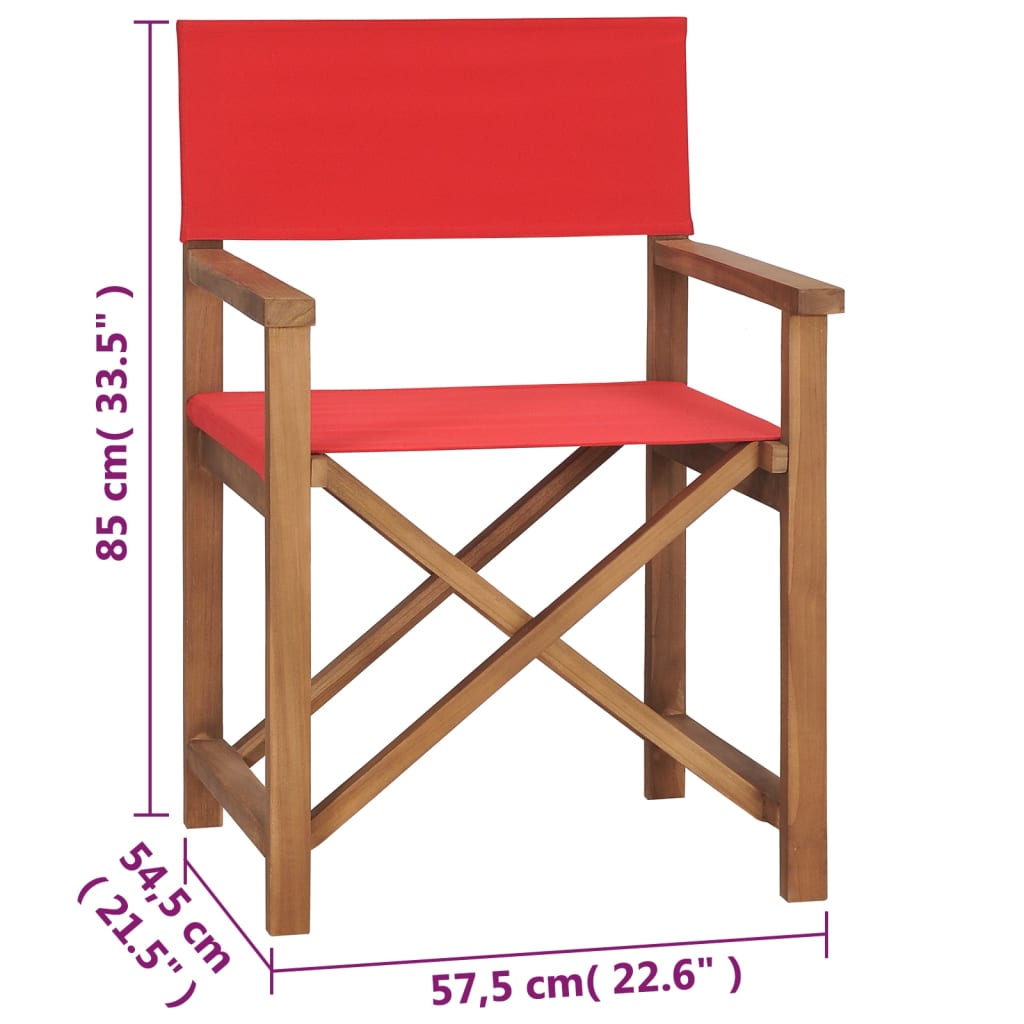 vidaXL piros tömör tíkfa rendezői szék