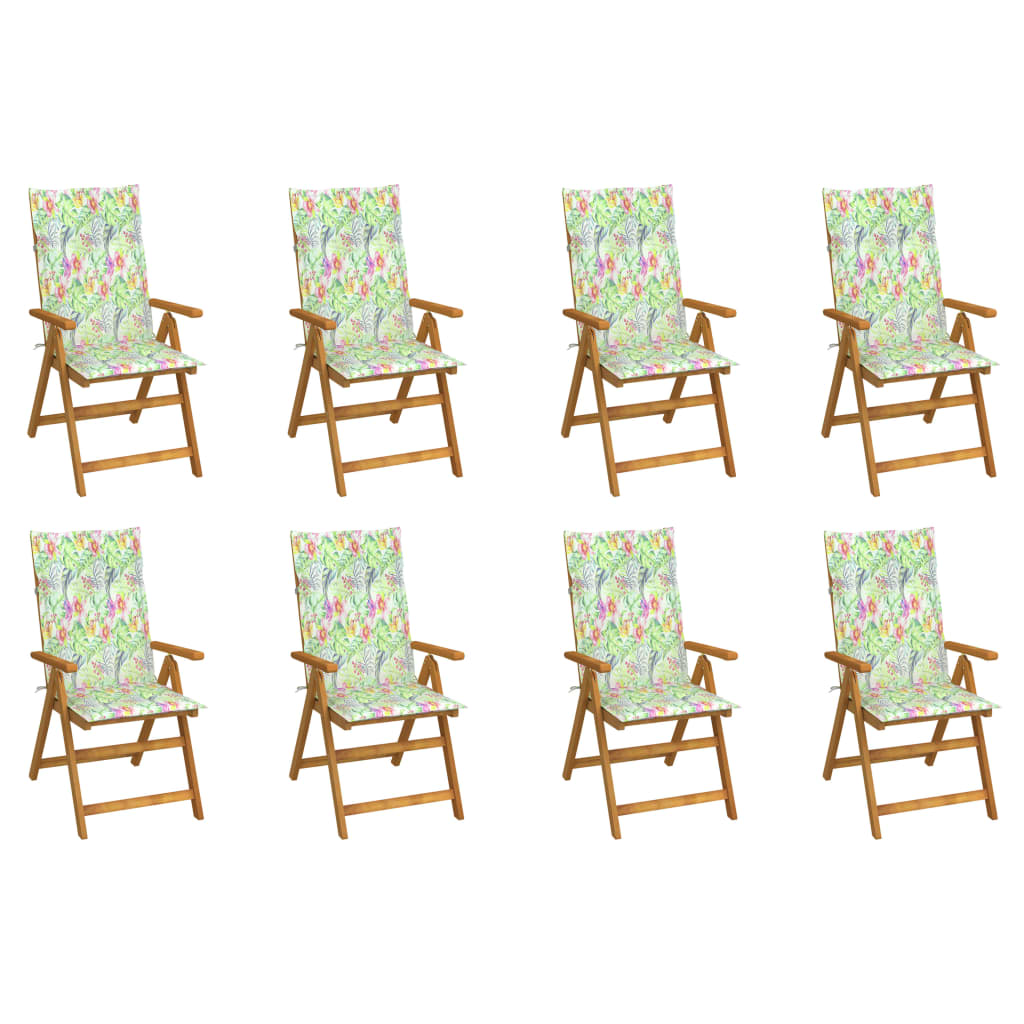 vidaXL 8 db összecsukható tömör akácfa kerti szék párnával