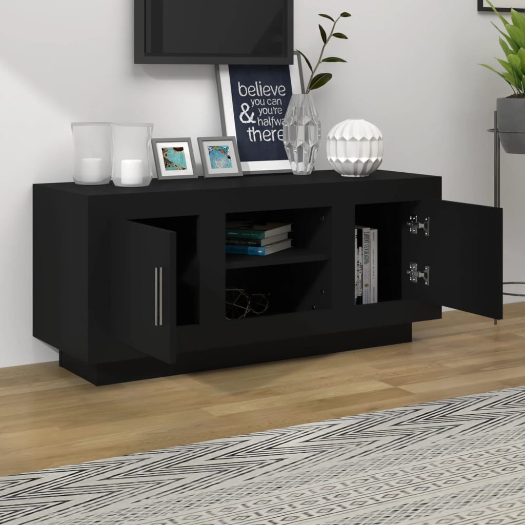 vidaXL fekete szerelt fa TV-szekrény 102x35x45 cm