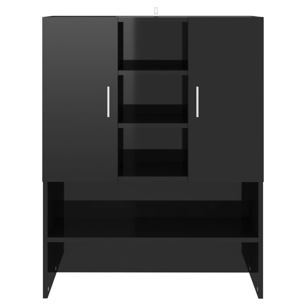 vidaXL magasfényű fekete mosógépszekrény 70,5 x 25,5 x 90 cm
