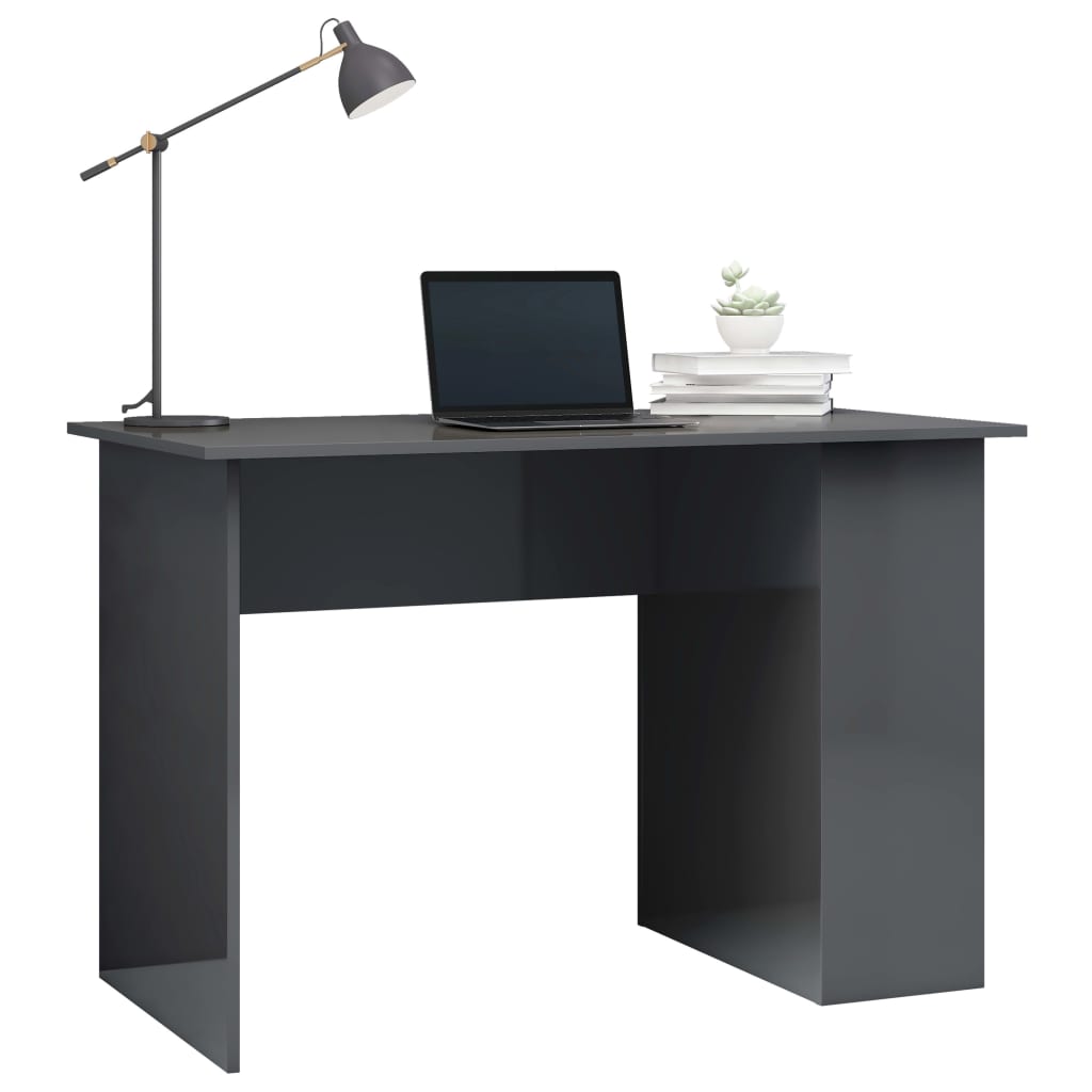 vidaXL magasfényű szürke forgácslap íróasztal 110 x 60 x 73 cm