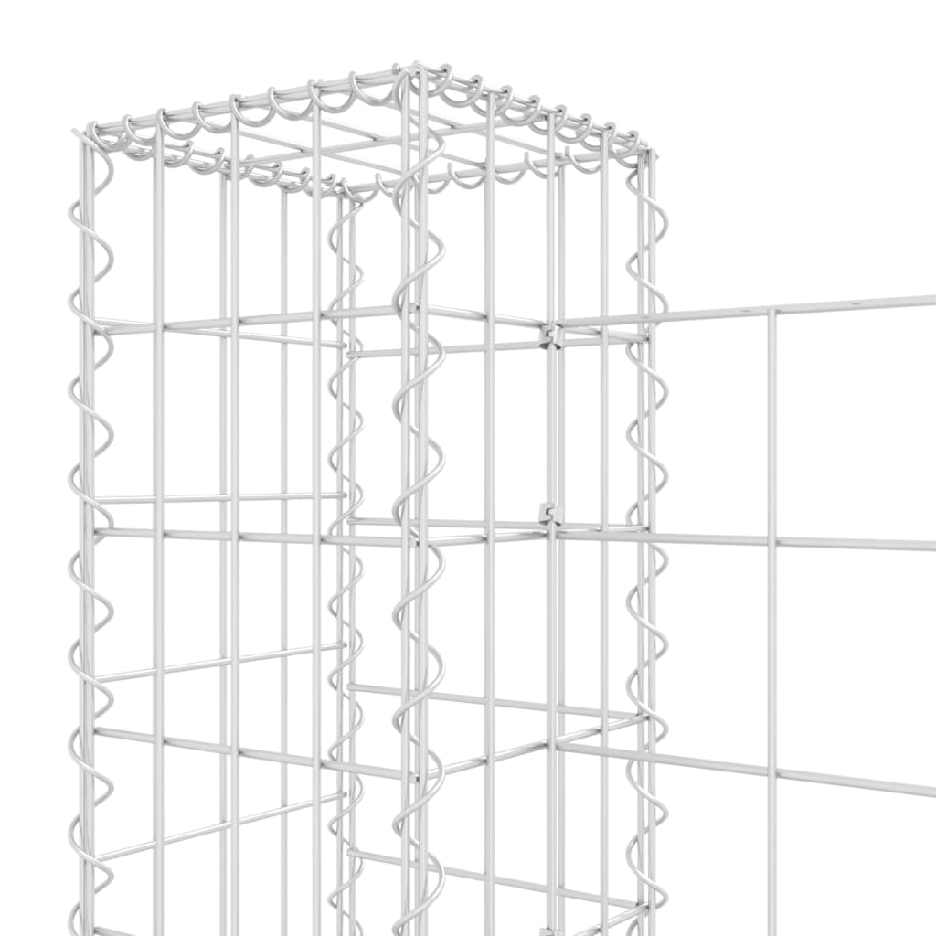 vidaXL U-alakú vas gabionkosár 6 oszloppal 620 x 20 x 100 cm