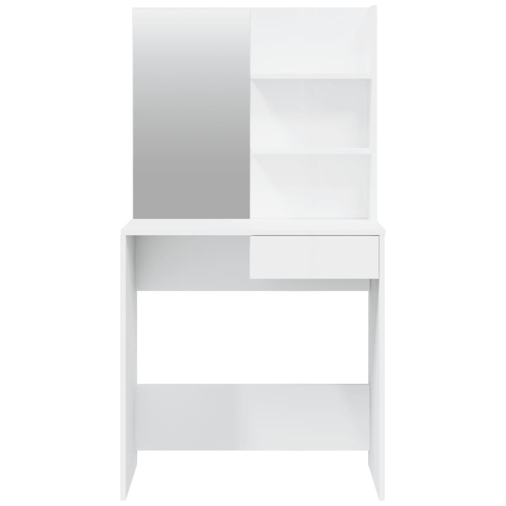 vidaXL magasfényű fehér fésülködőasztal tükörrel 74,5 x 40 x 141 cm