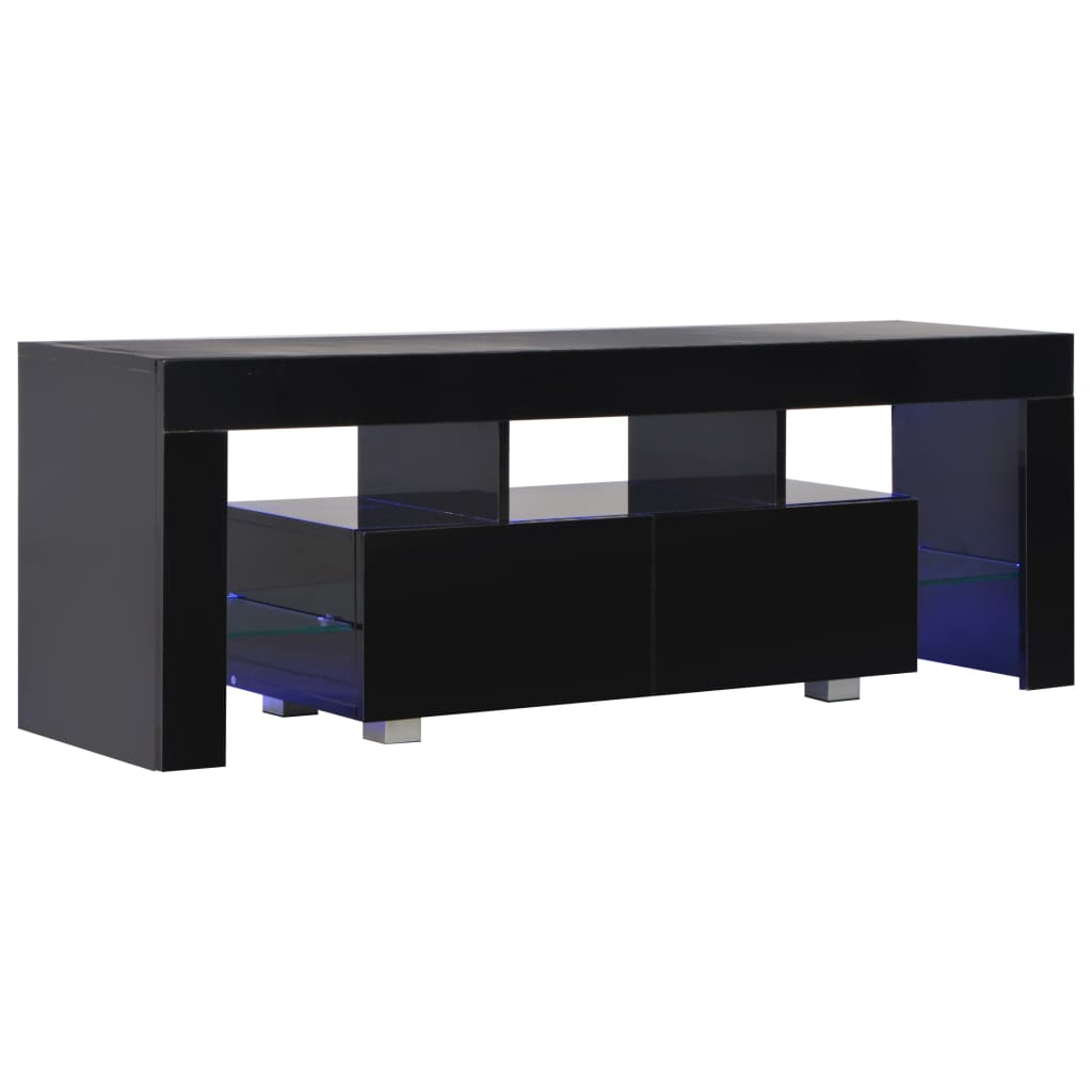 vidaXL magasfényű fekete TV-szekrény LED-lámpákkal 130 x 35 x 45 cm