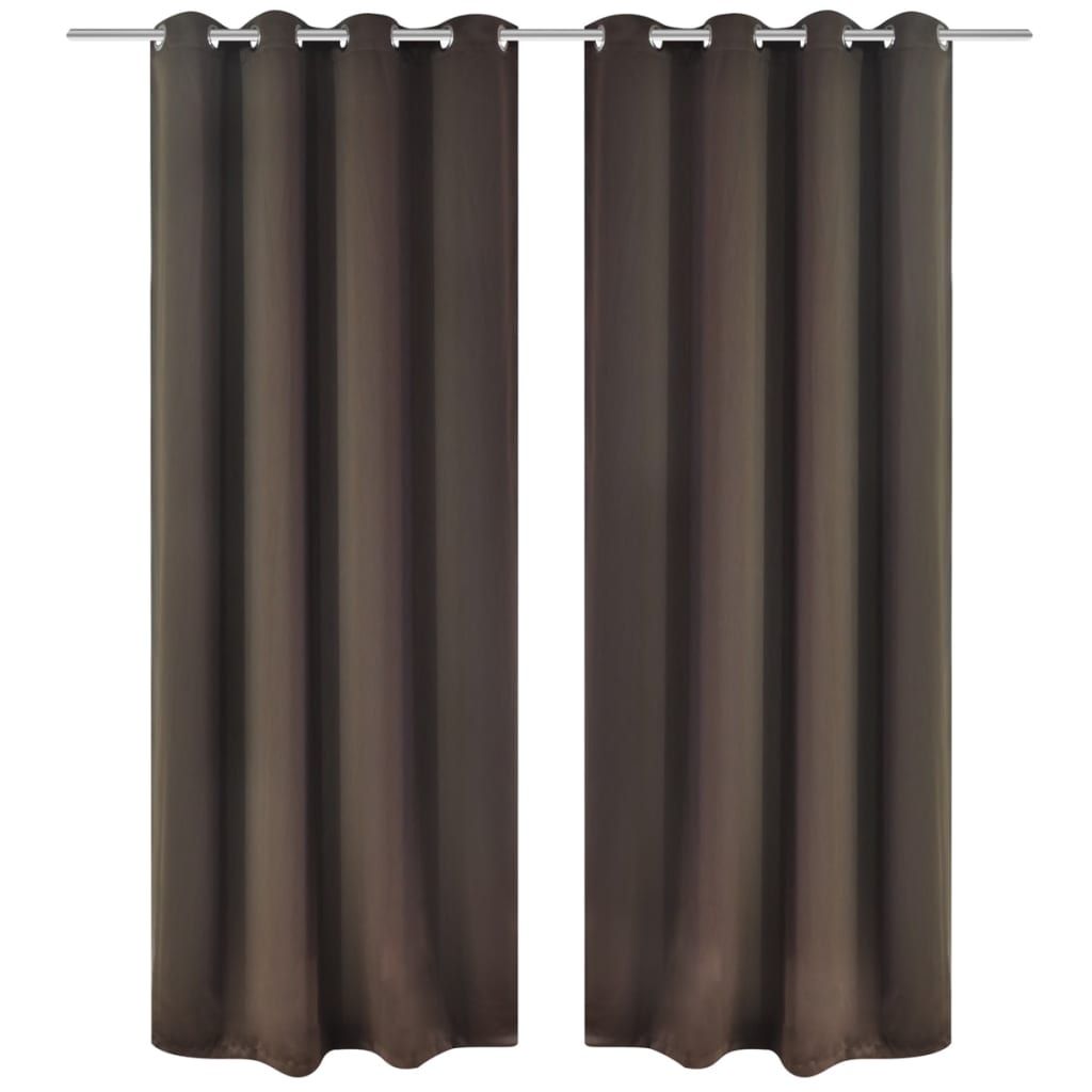 vidaXL 2 db barna sötétítőfüggöny fém fűzőlyukakkal 135 x 175 cm