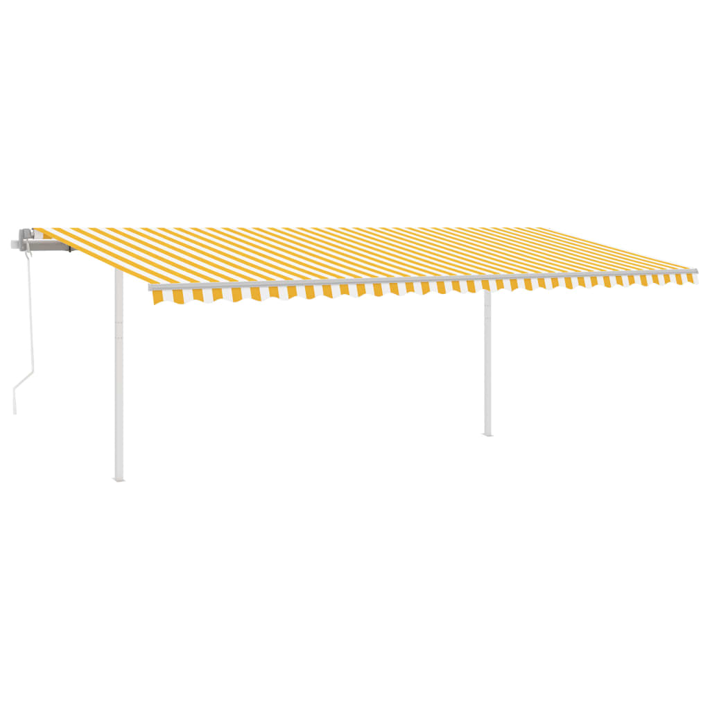 vidaXL sárga-fehér automata napellenző póznákkal 6x3 m