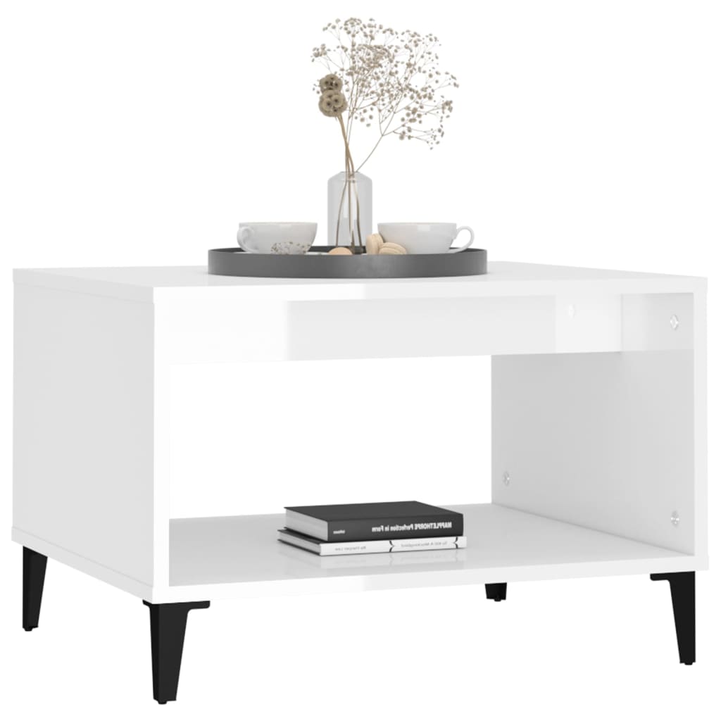 vidaXL magasfényű fehér szerelt fa dohányzóasztal 60x50x40 cm
