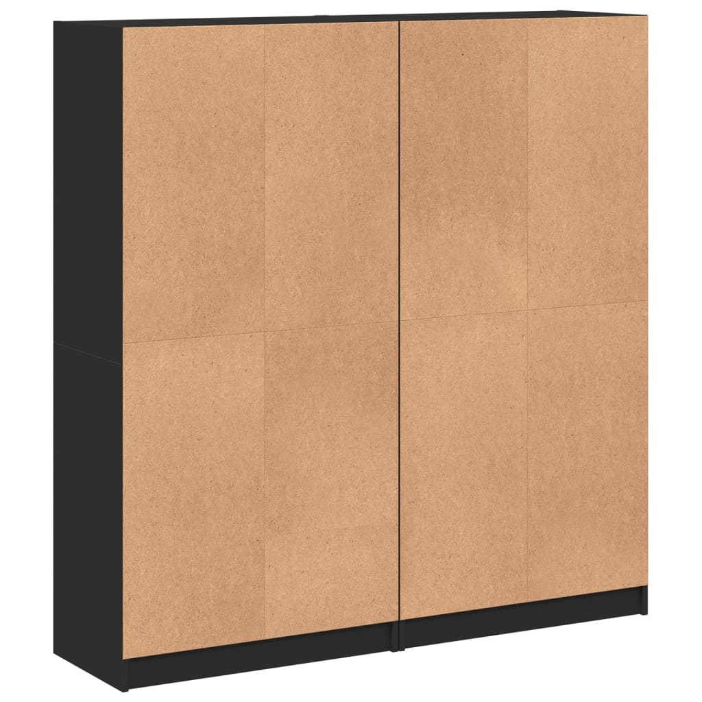 vidaXL fekete szerelt fa könyvespolc ajtóval 136 x 37 x 142 cm