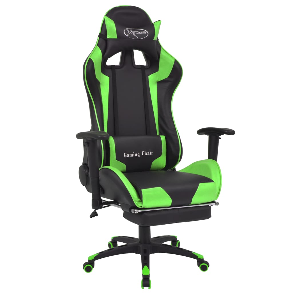 vidaXL zöld dönthető versenyülés kialakítású irodai szék lábtartóval