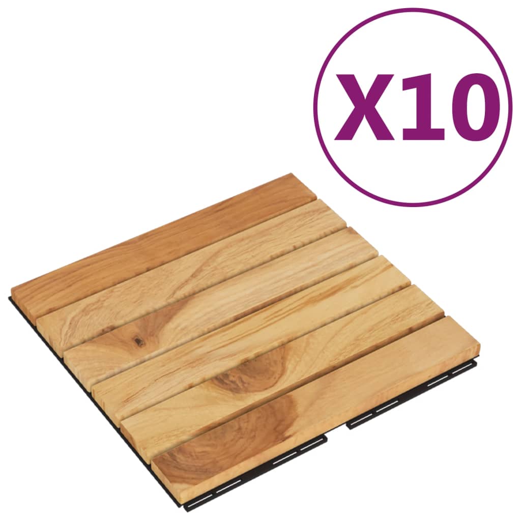 vidaXL 10 db tömör tíkfa függőleges mintás padlólap 30 x 30 cm