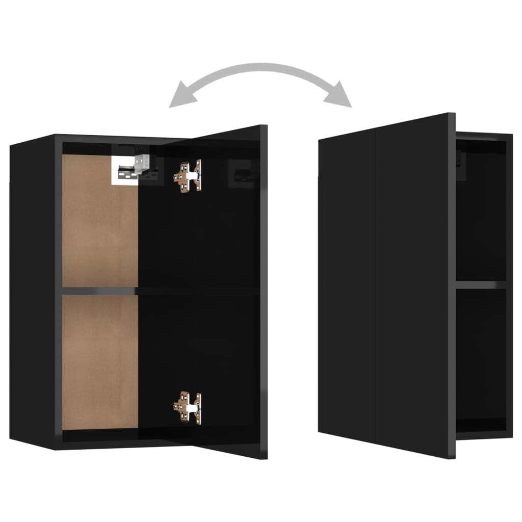 vidaXL 2 db magasfényű fekete forgácslap TV-szekrény 30,5 x 30 x 60 cm