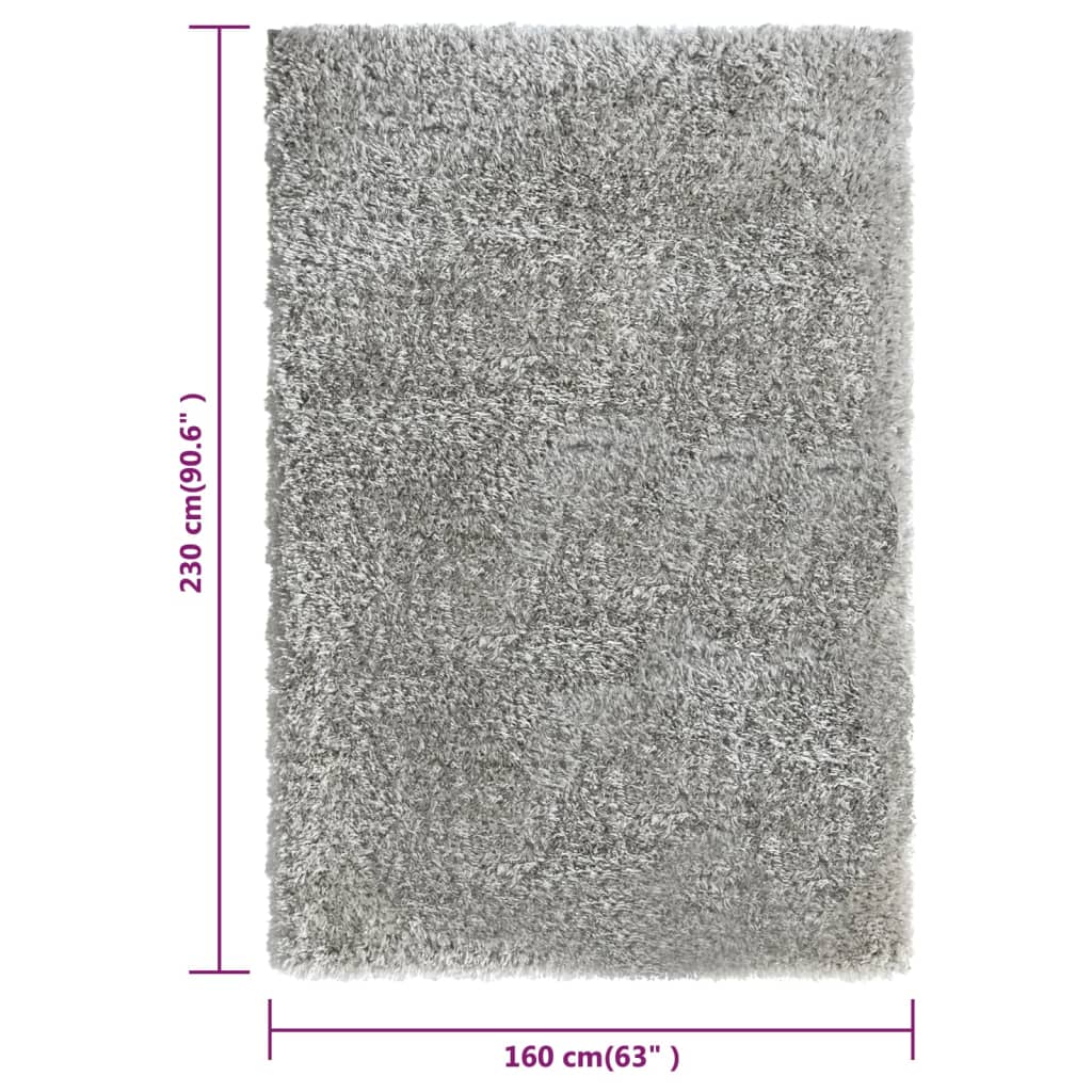 vidaXL magas szálmagasságú szürke bozontos szőnyeg 160 x 230 cm 50 mm