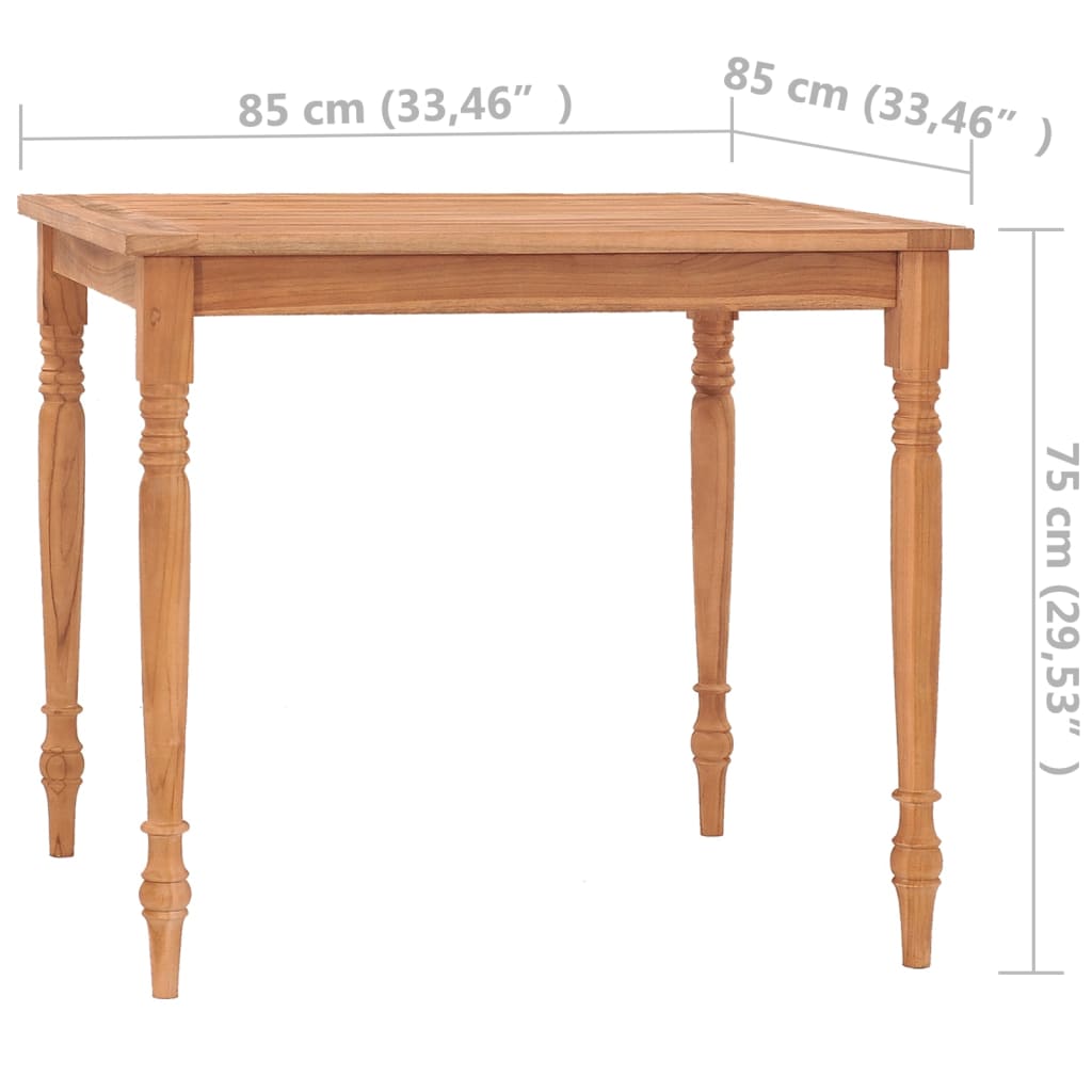 vidaXL tömör tíkfa Batavia asztal 85 x 85 x 75 cm