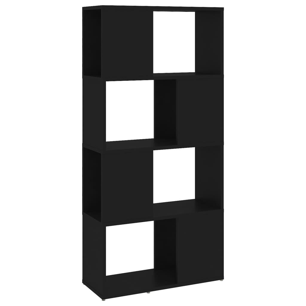 vidaXL fekete forgácslap térelválasztó könyvszekrény 60 x 24 x 124,5 cm