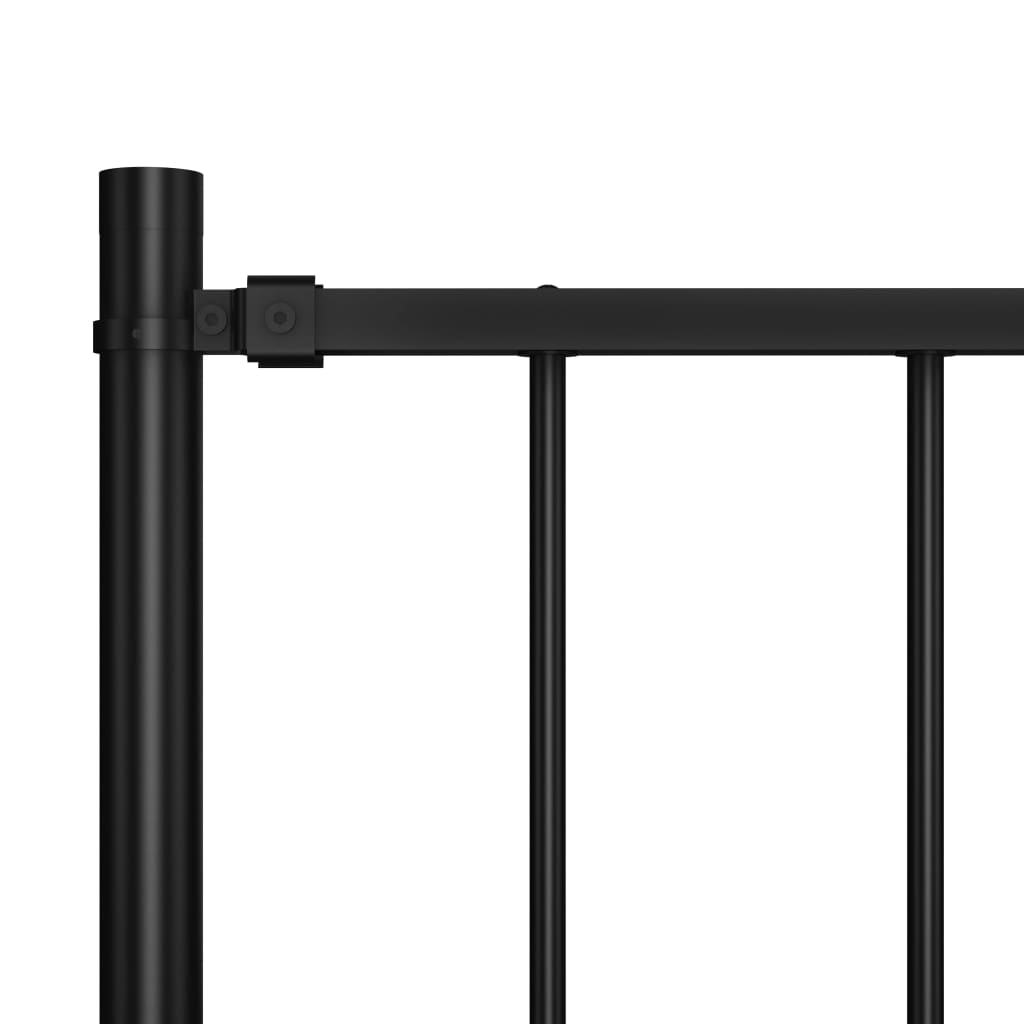 vidaXL fekete porszórt acél kerítéspanel oszlopokkal 1,7 x 1 m