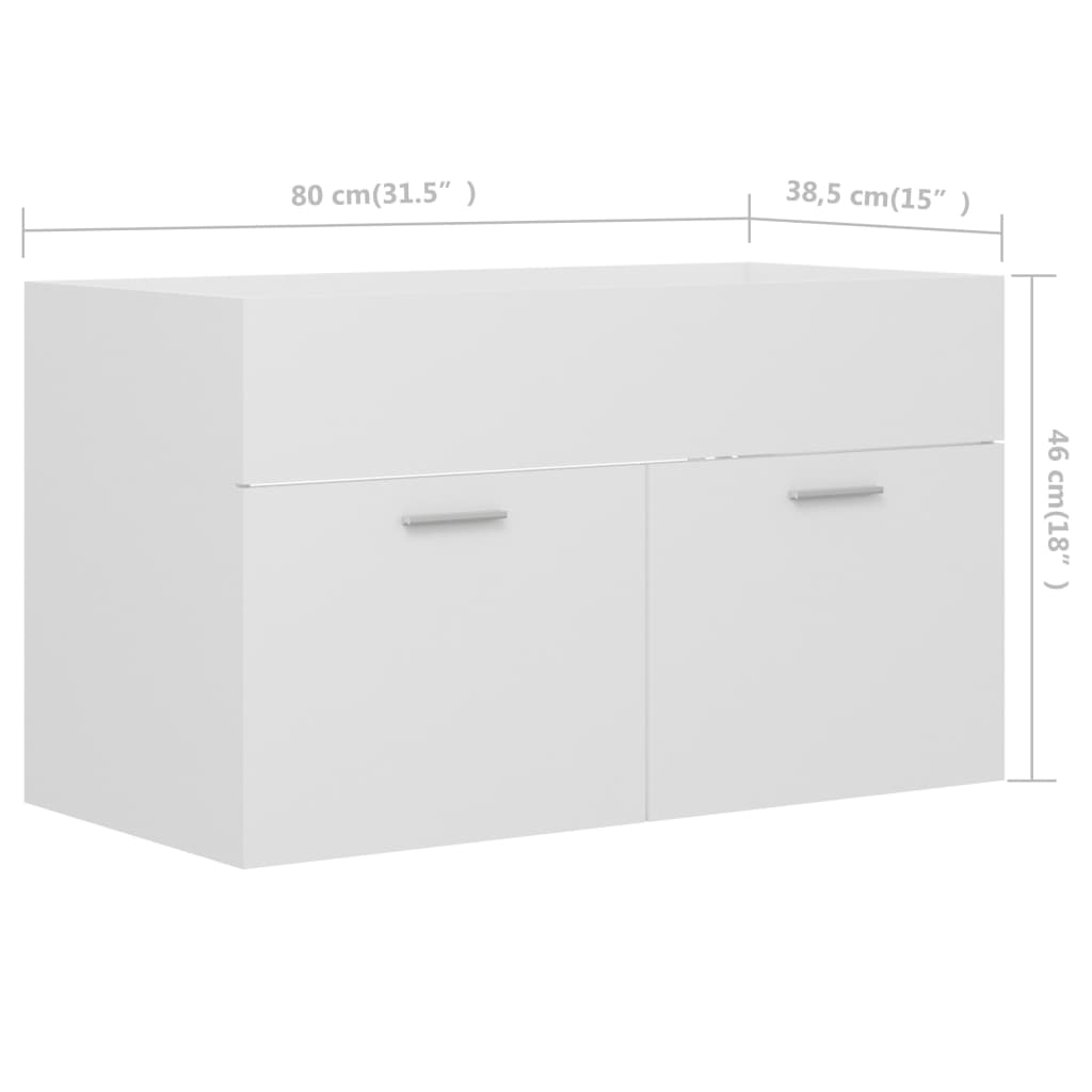 vidaXL fehér forgácslap mosdószekrény 80 x 38,5 x 46 cm