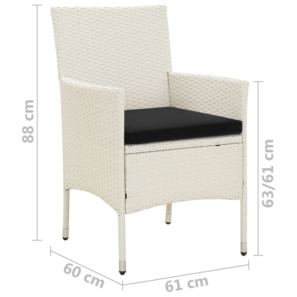 vidaXL 4 db fehér polyrattan kerti szék párnával