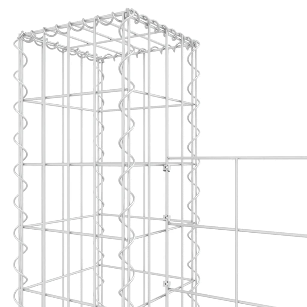 vidaXL U-alakú vas gabionkosár 3 oszloppal 260 x 20 x 200 cm