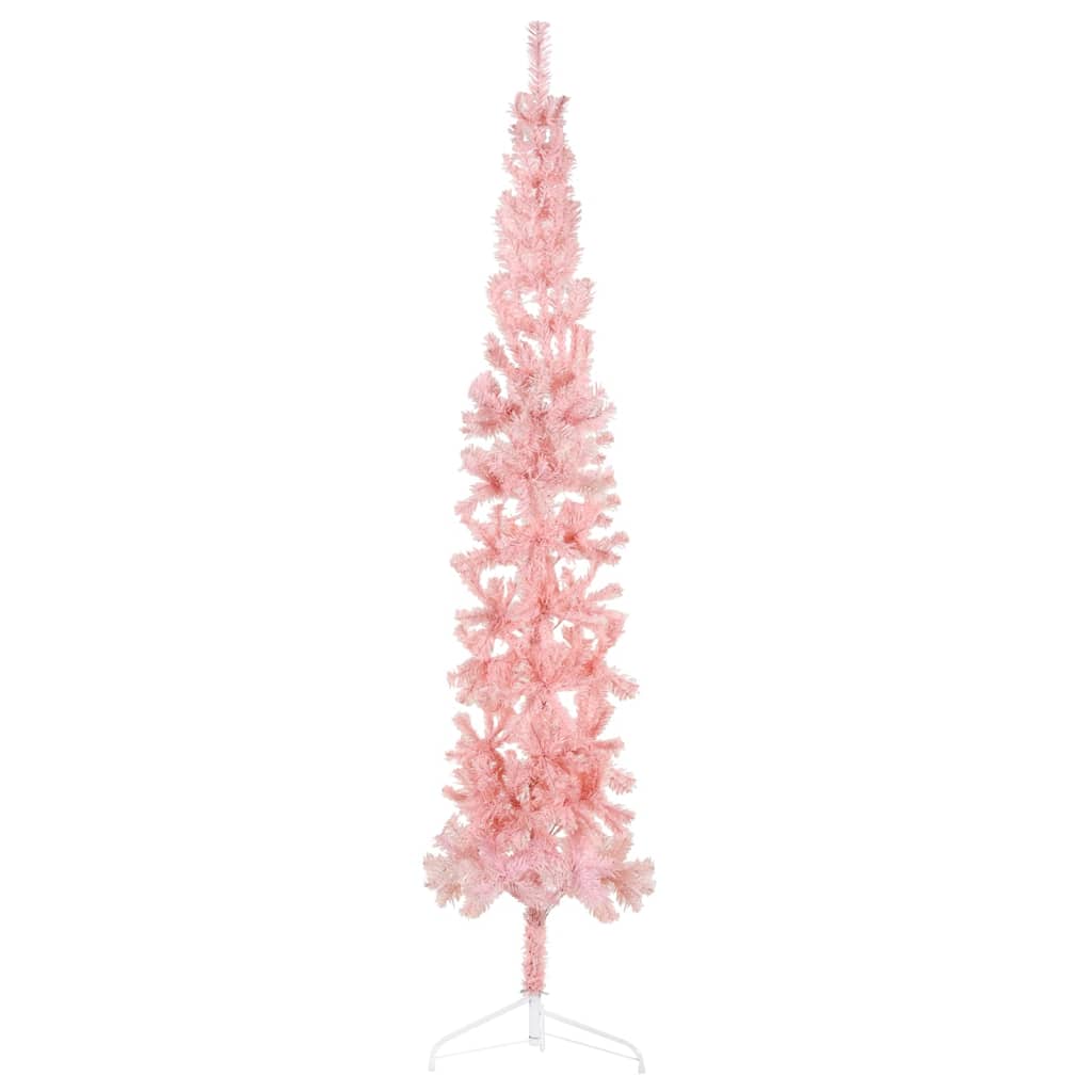 vidaXL rózsaszín vékony fél műkarácsonyfa állvánnyal 240 cm
